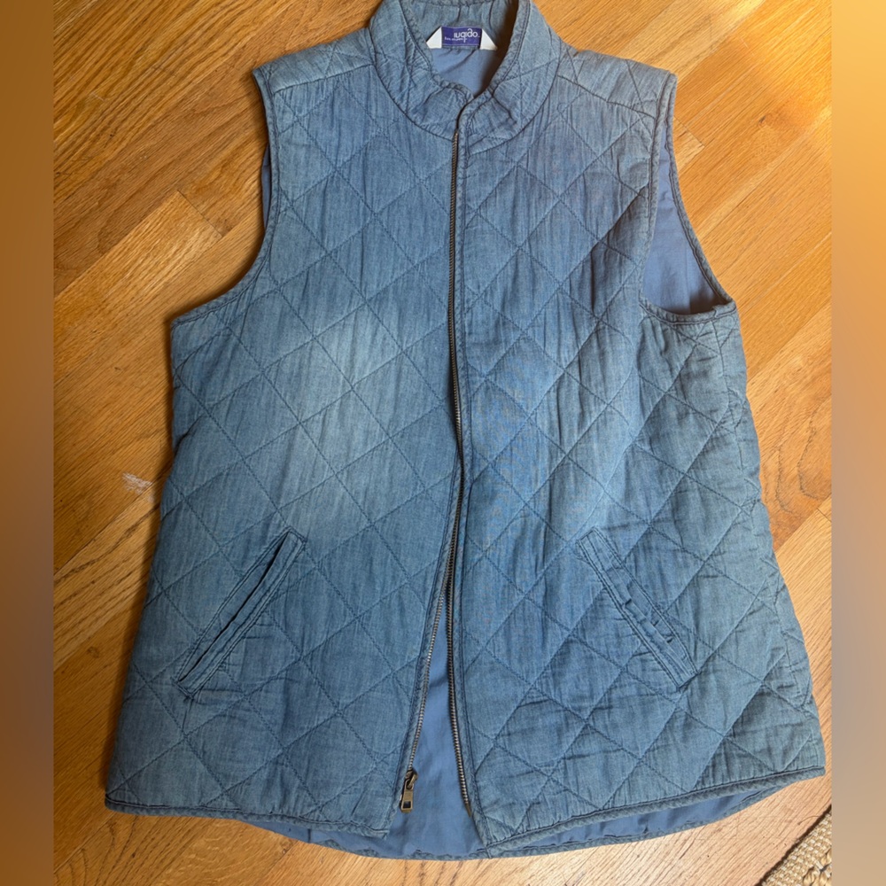 Quilted Vest - faded denim look